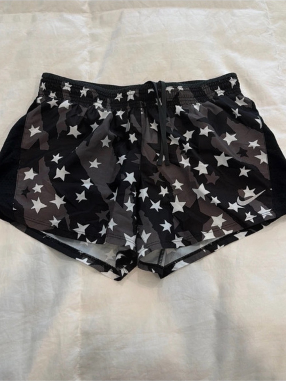 Nike Women’s Black and White Star-Print Athletic Shorts